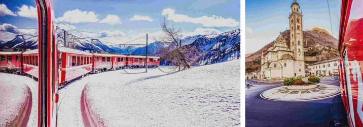 25 febbraio: il trenino del Bernina nel paesaggio innevato 